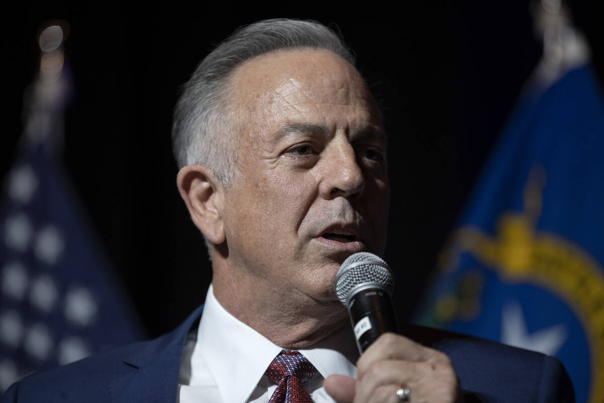 Clark County Sheriff Joe Lombardo, Republican candidate for governor of Nevada, speaks during a ...
