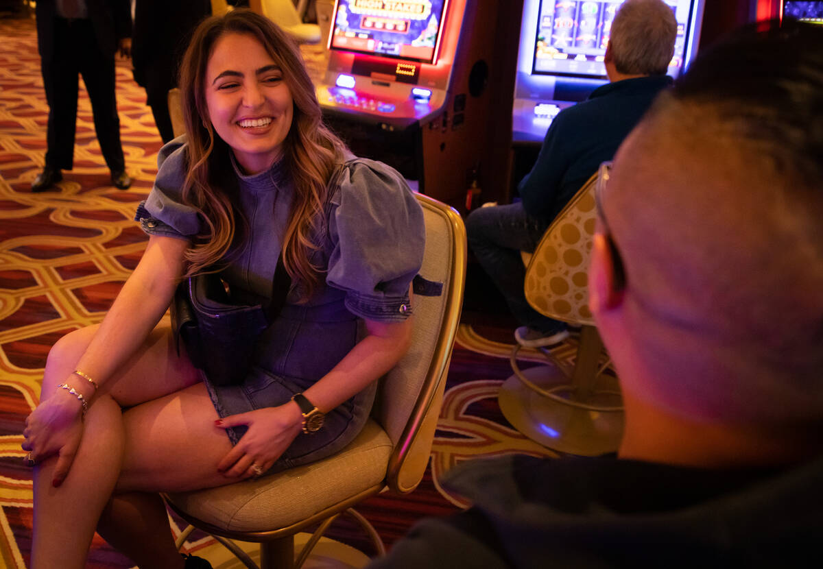 Francine Maric, left, chats with Taylor Tran after he recognized her at the Venetian on Friday, ...