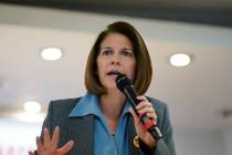Sen. Catherine Cortez Masto, D-Nev., speaks during an event at the Culinary union on Saturday, ...