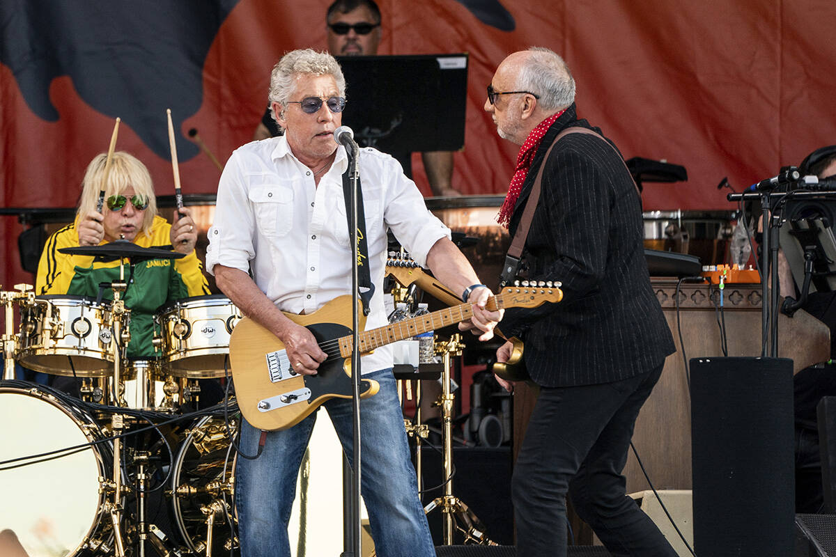 Roger Daltrey, left, and Pete Townshend of The Who performs at the New Orleans Jazz and Heritag ...