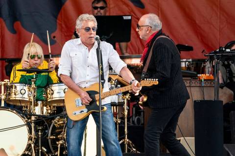 Roger Daltrey, left, and Pete Townshend of The Who performs at the New Orleans Jazz and Heritag ...