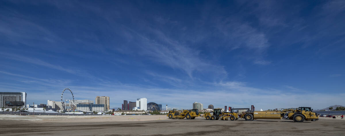 Formula One Las Vegas Grand Prix construction site of future paddock located off of Koval Lane ...