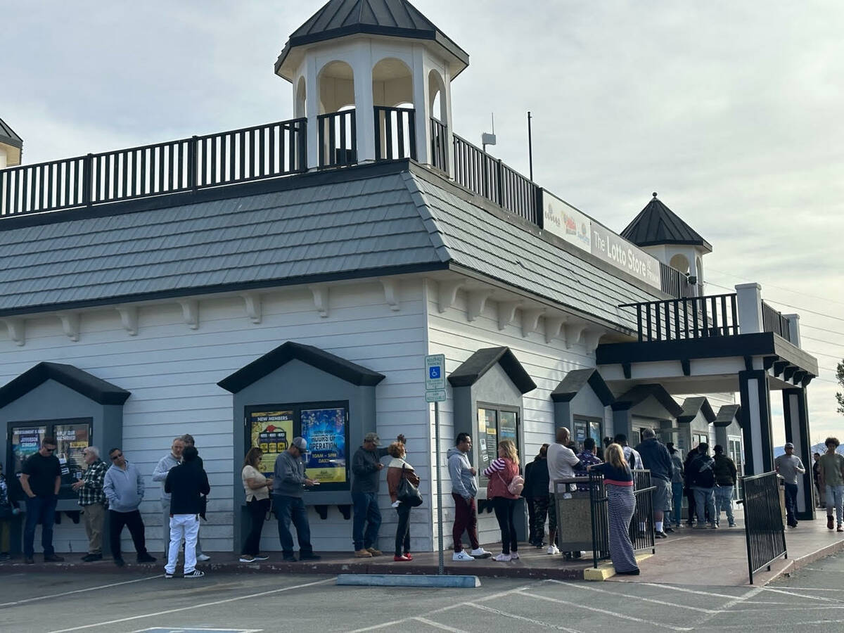 Thousands of people, mostly from the Las Vegas area, lined up to buy tickets for the Powerball ...