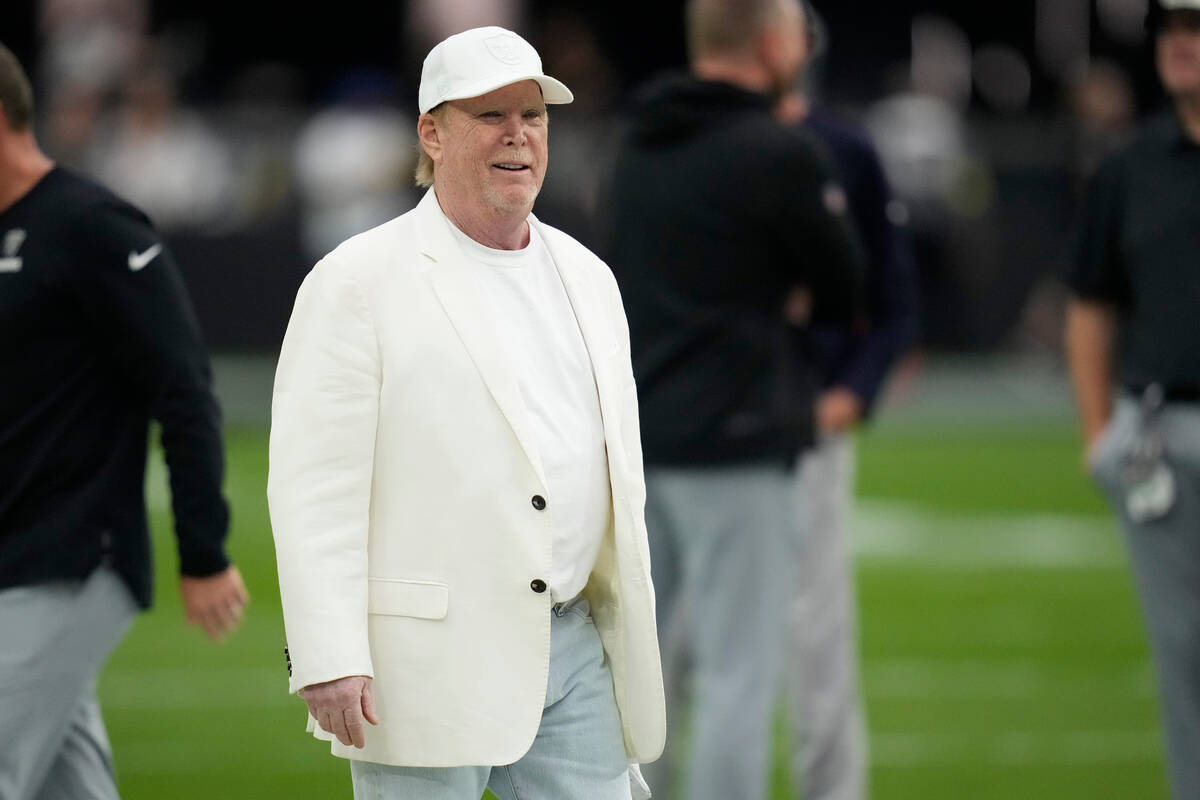Las Vegas Raiders owner Mark Davis looks on before an NFL football game against the Houston Tex ...