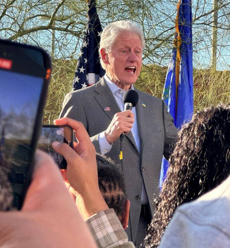 Former President Bill Clinton speaks at a rally in support of Nevada Sen. Catherine Cortez Mast ...