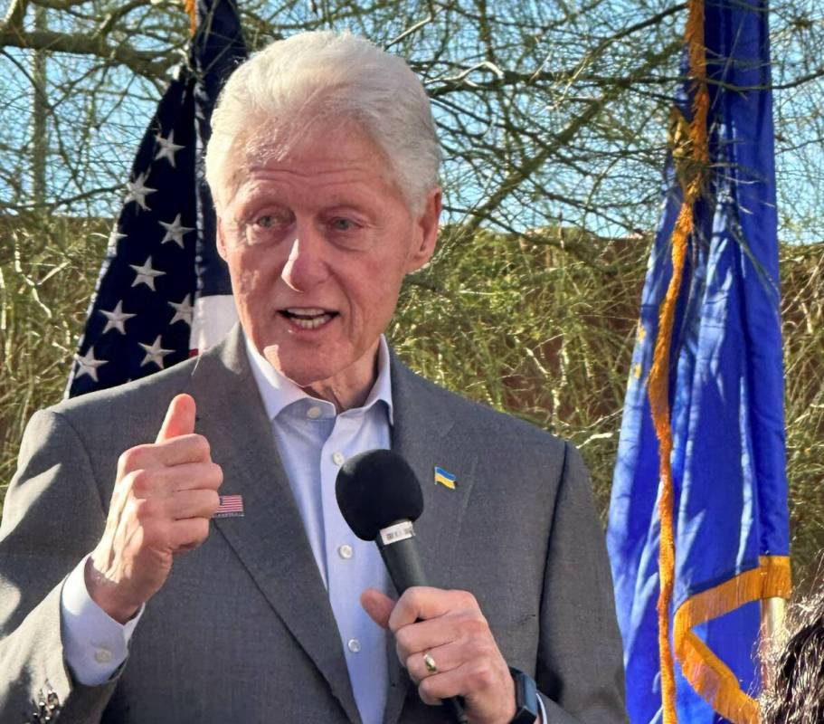 Former President Bill Clinton speaks at a rally in support of Nevada Sen. Catherine Cortez Mast ...