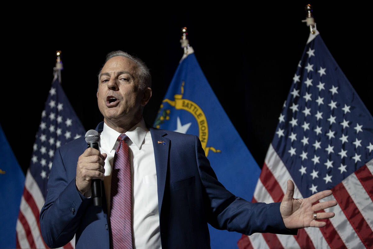 Clark County Sheriff Joe Lombardo, Republican candidate for governor of Nevada, speaks during a ...