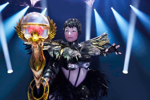 April Leopardi as Darkness appears in "Awakening," the production replacing "Le Reve" at Wynn L ...