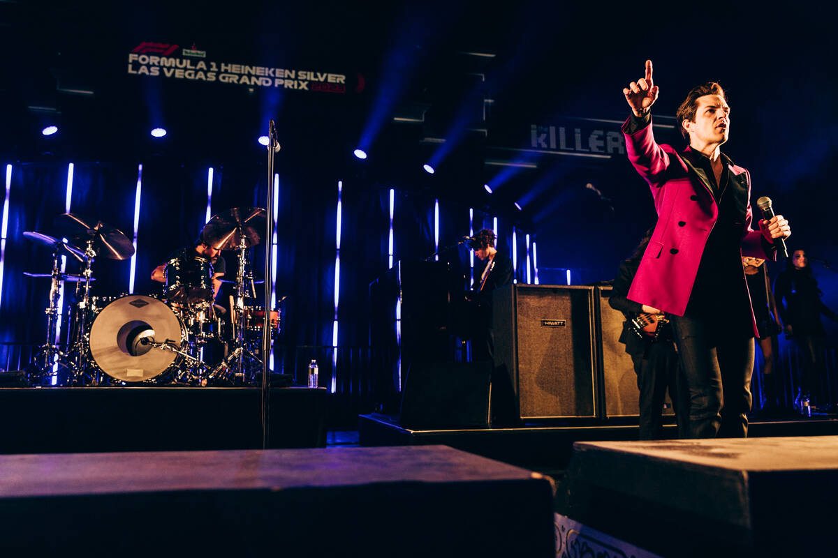 Brandon Flowers of The Killers performs at the Las Vegas Grand Prix/Formula One party at Garden ...