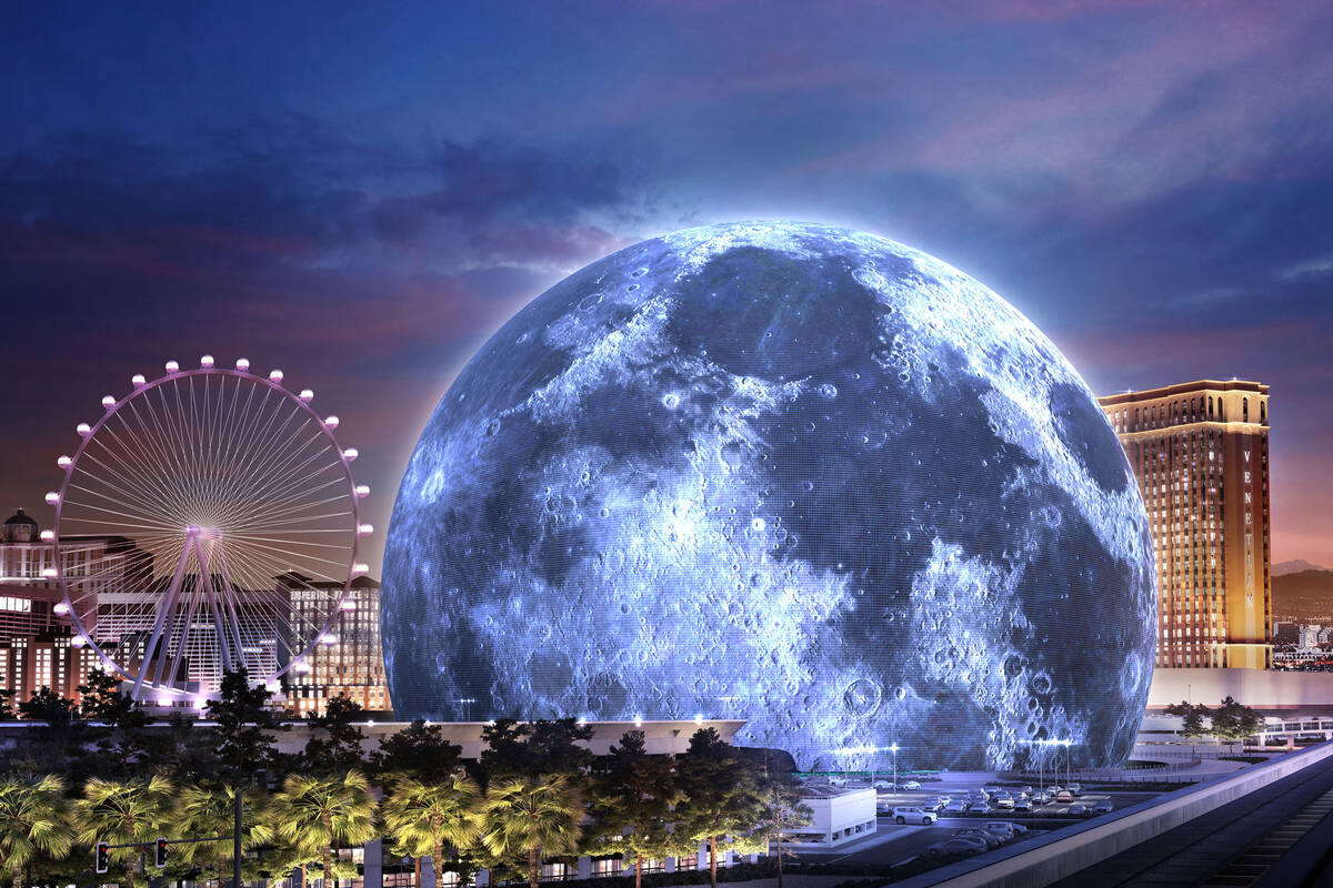 MSG Sphere moon exterior rendering. (MSG Entertainment)