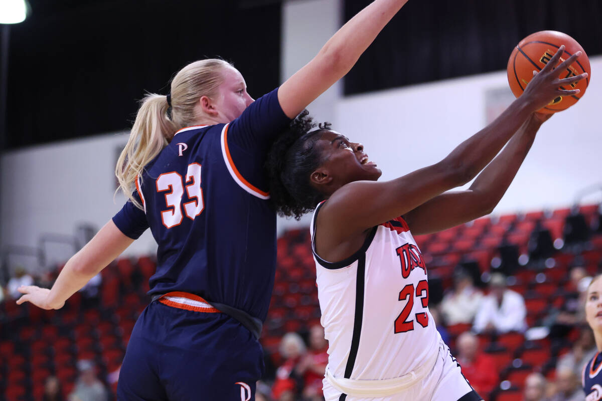 during the first half of a women's basketball game at the Cox Pavilion in Las Vegas, Monday, No ...