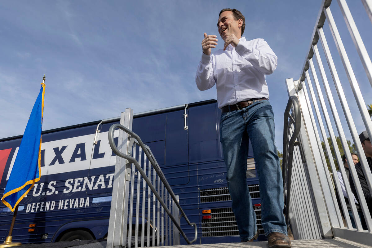 Nevada Republican U.S. Senate candidate Adam Laxalt takes the stage during a campaign event on ...