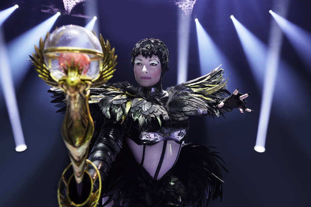 April Leopardi as Darkness appears in "Awakening," the production replacing "Le Reve" at Wynn L ...