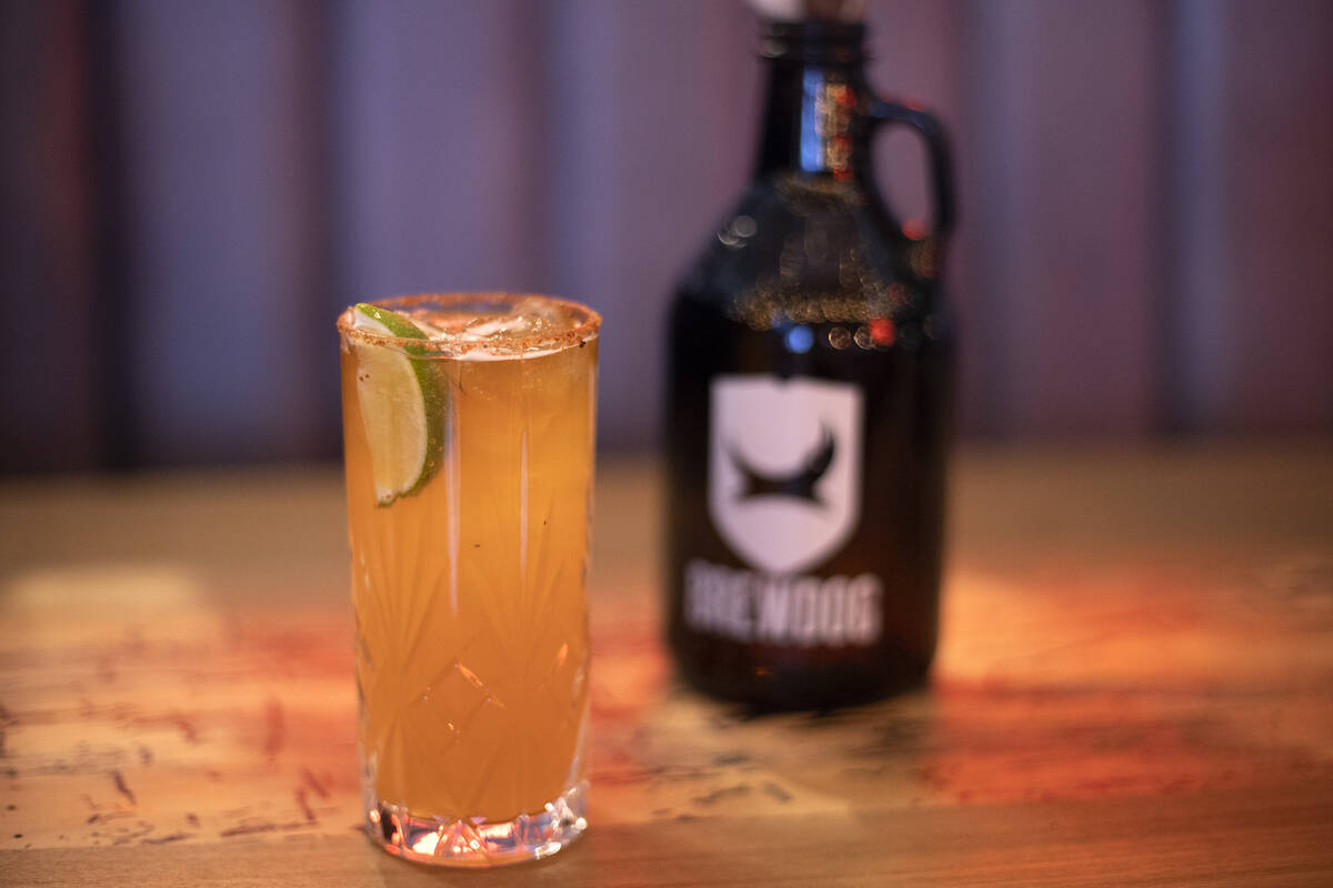 A craft cocktail at the new BrewDog atop Showcase Mall on Friday, Nov. 18, 2022, in Las Vegas. ...