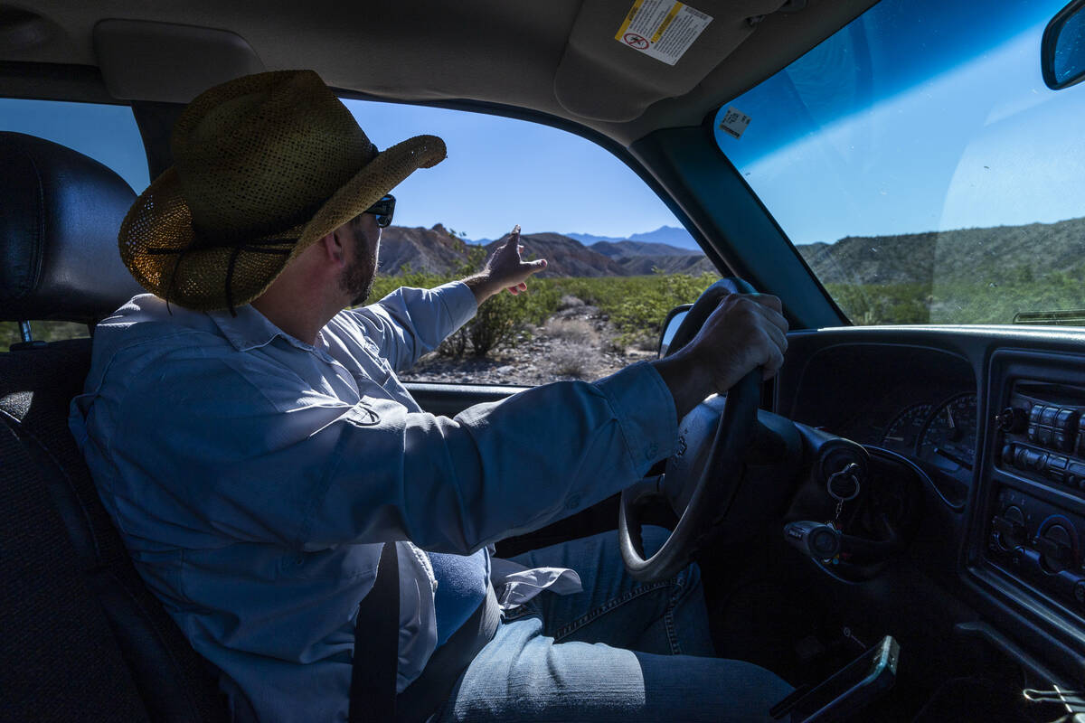 Patrick Donnelly, Great Basin Director with the Center for Biological Diversity, shows highligh ...