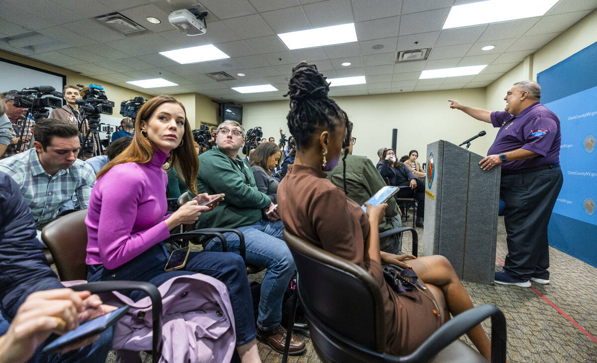 Clark County Registrar of Voters Joe Gloria takes another question during a press conference at ...