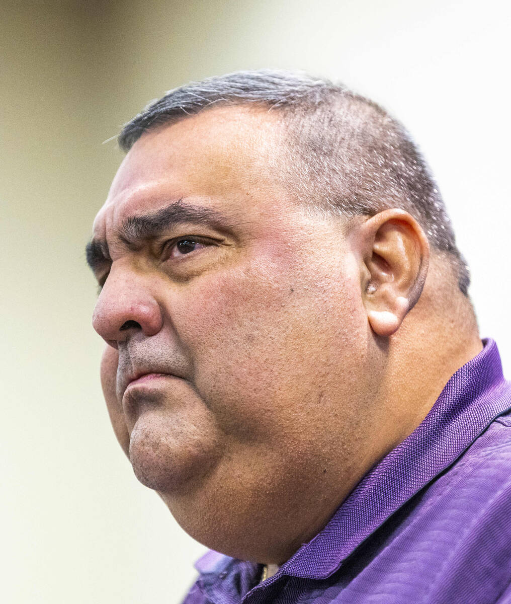 Clark County Registrar of Voters Joe Gloria considers a question during a press conference at t ...