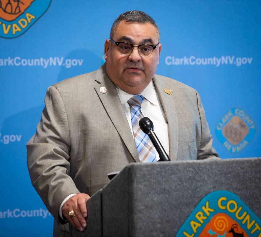 Clark County Registrar Joe Gloria provides media with an update about mail ballot counting and ...