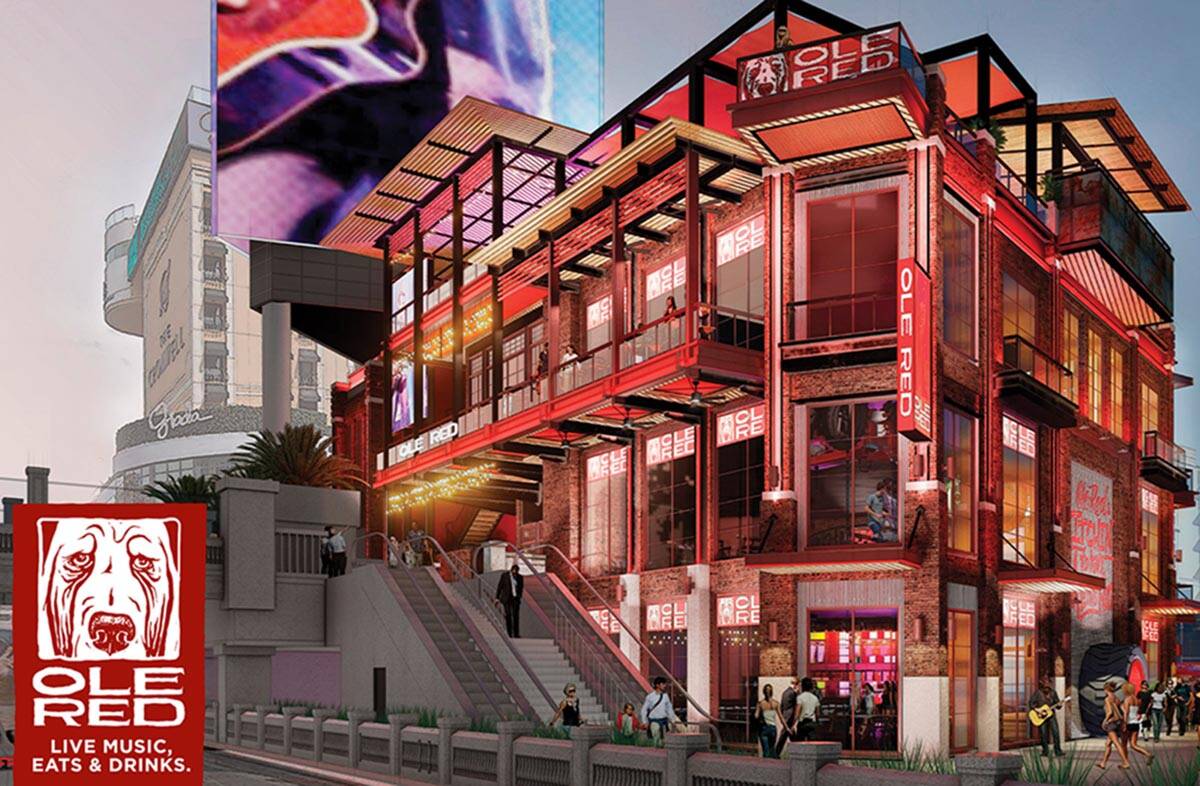 A rendering of Ole Red Las Vegas, scheduled to open mid-2023 at Grand Bazaar Shops at Bally's. ...