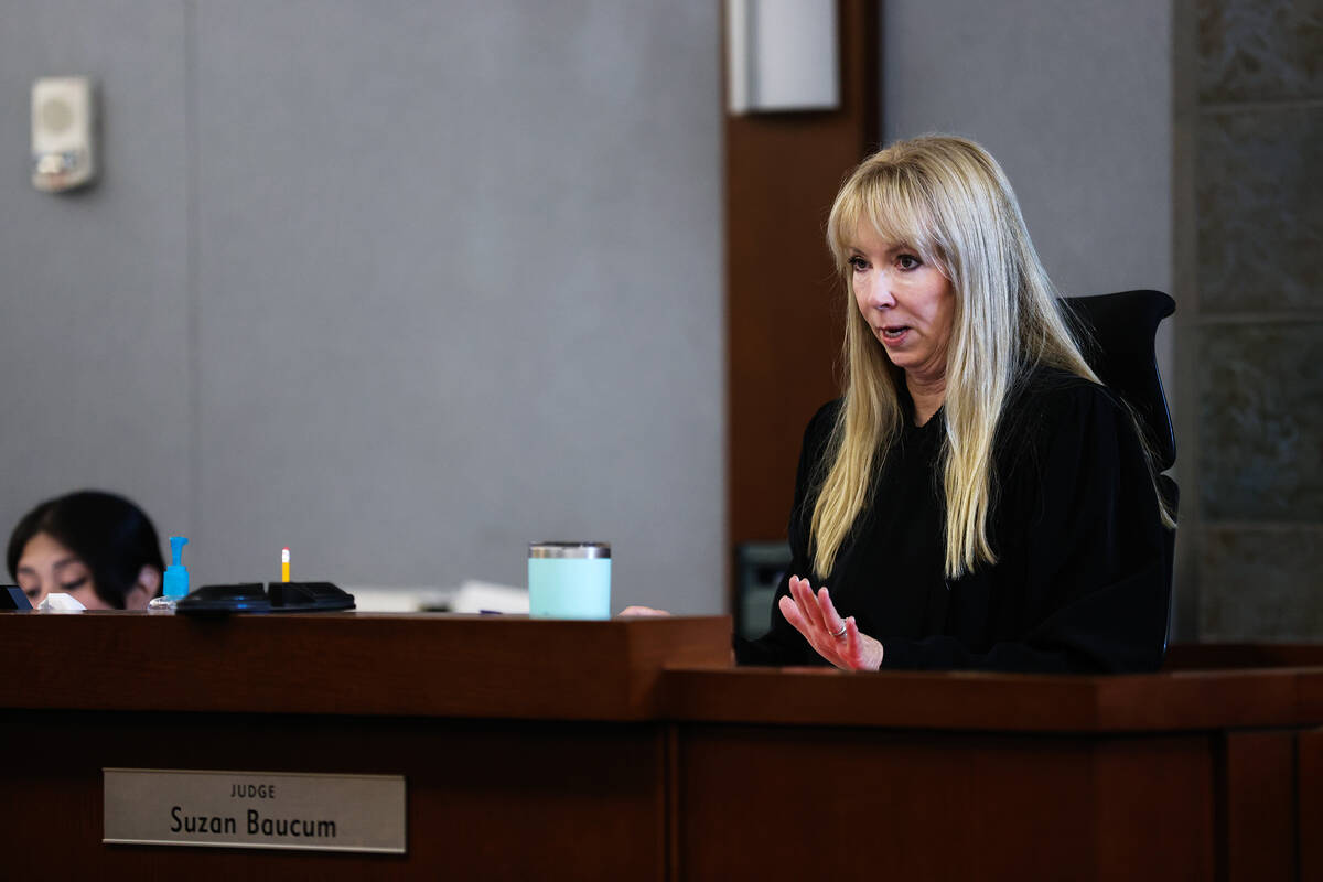 Justice of the Peace Suzan Baucum presides over a preliminary hearing for Eric Orrantia, who is ...