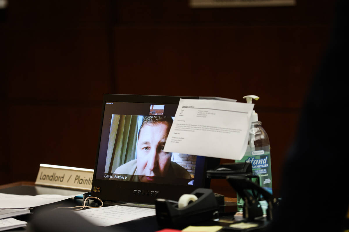 Bradley Sones, a Bureau of Land Management officer, addresses the court as a witness via BlueJe ...
