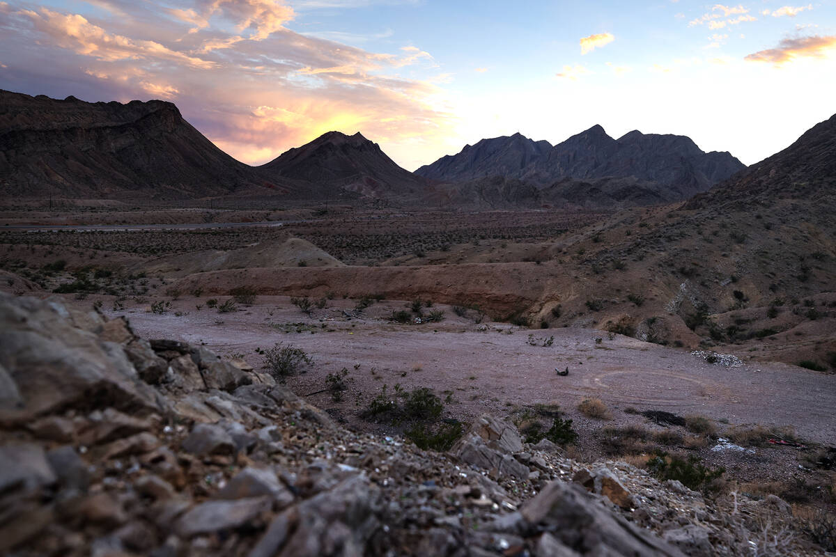 The view from the hilltop where a Bureau of Land Management trainee fired a weapon at three fel ...