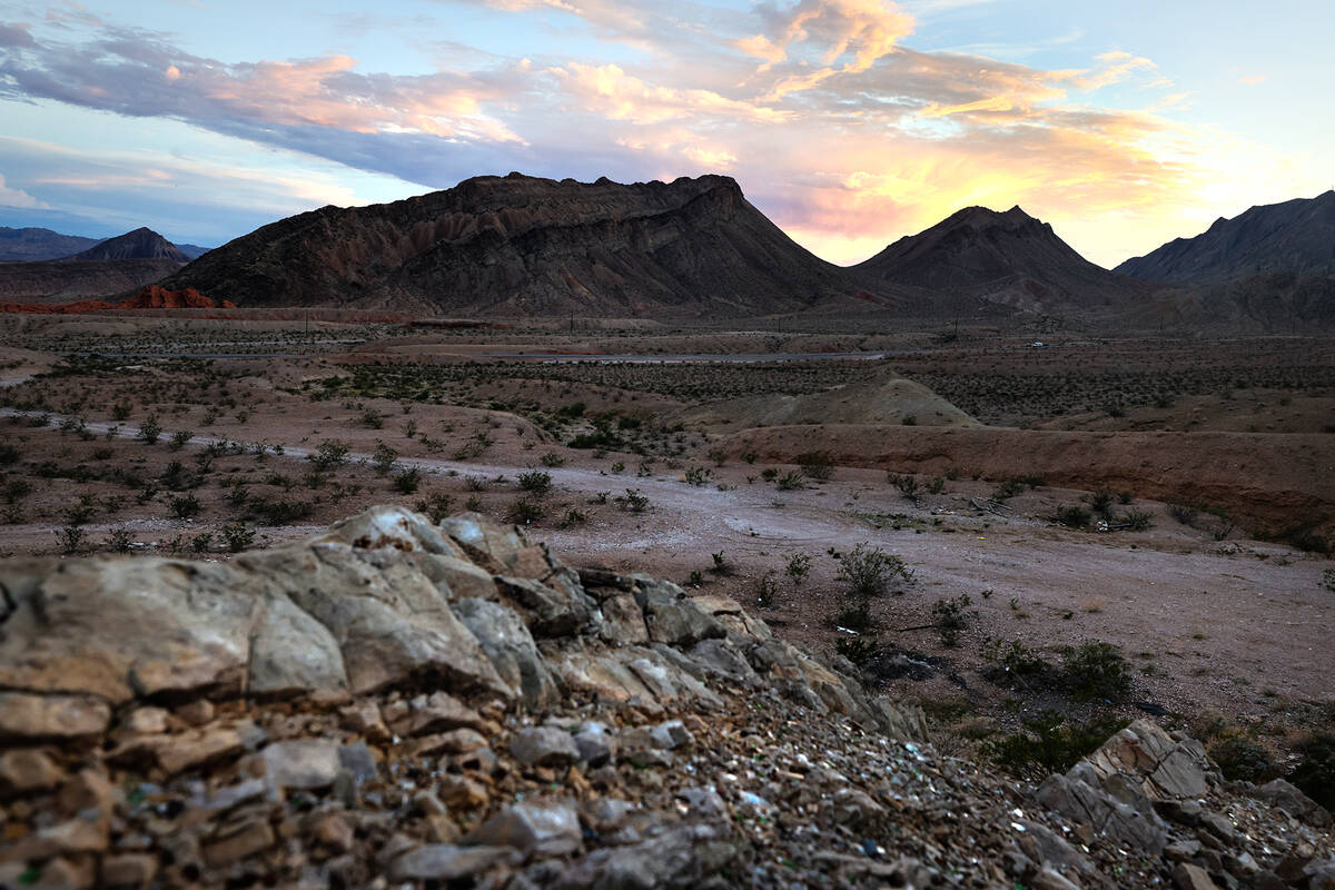 The view from the hilltop where a Bureau of Land Management trainee shot at three suspected car ...