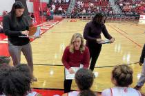 UNLV women's basketball coach Lindy La Rocque on the sidelines during the Lady Rebels' game aga ...