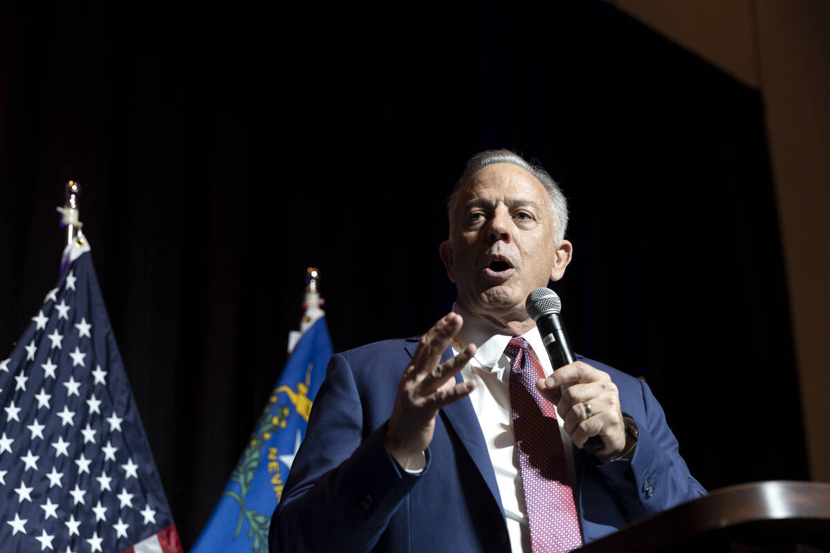 Clark County Sheriff Joe Lombardo, Republican candidate for governor of Nevada, speaks during a ...