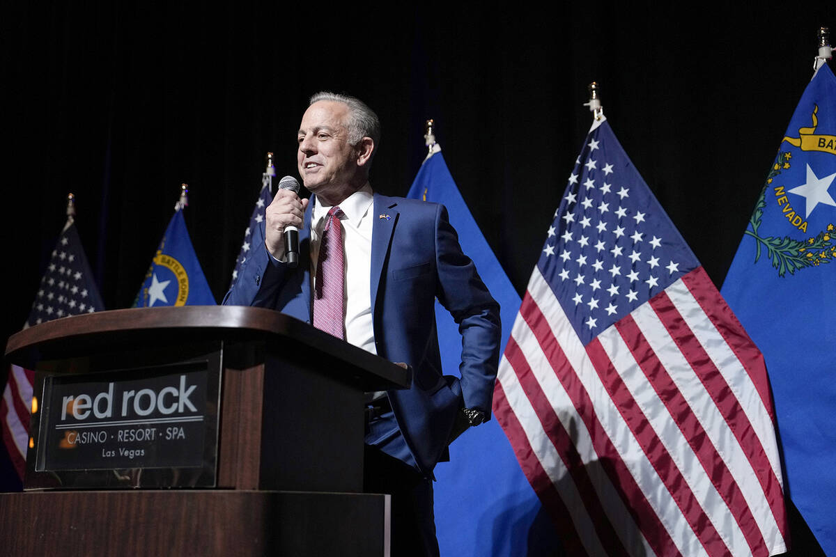 Joe Lombardo speaks to supporters during an election night campaign event Tuesday, Nov. 8, 2022 ...