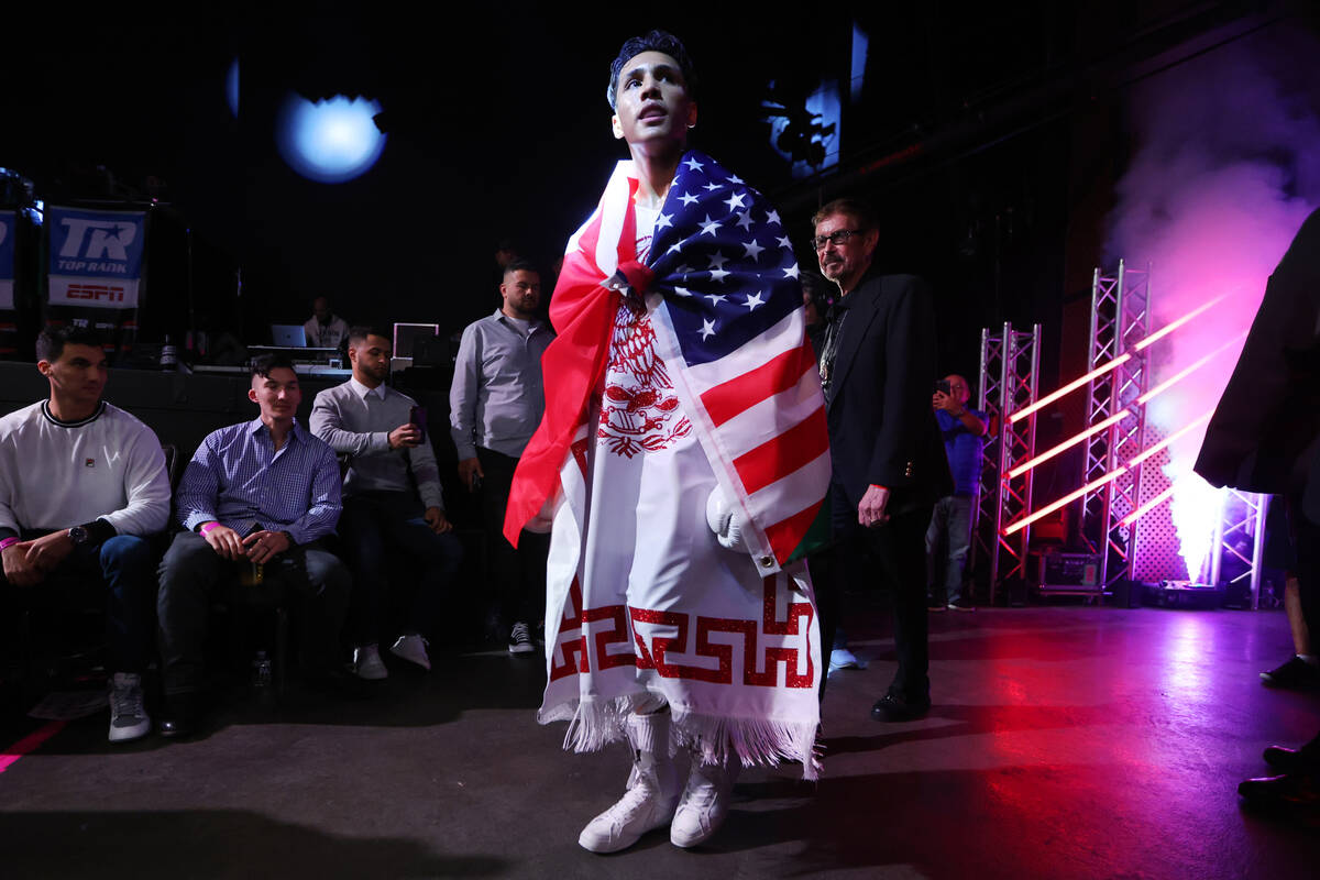 Emiliano Fernando Vargas makes his entrance to the ring for a lightweight fight against Julio C ...