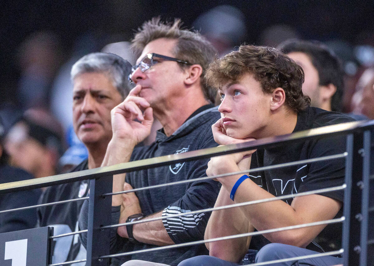 Raiders fans sit dejected in the stands as the Indianapolis Colts lead late during the second h ...