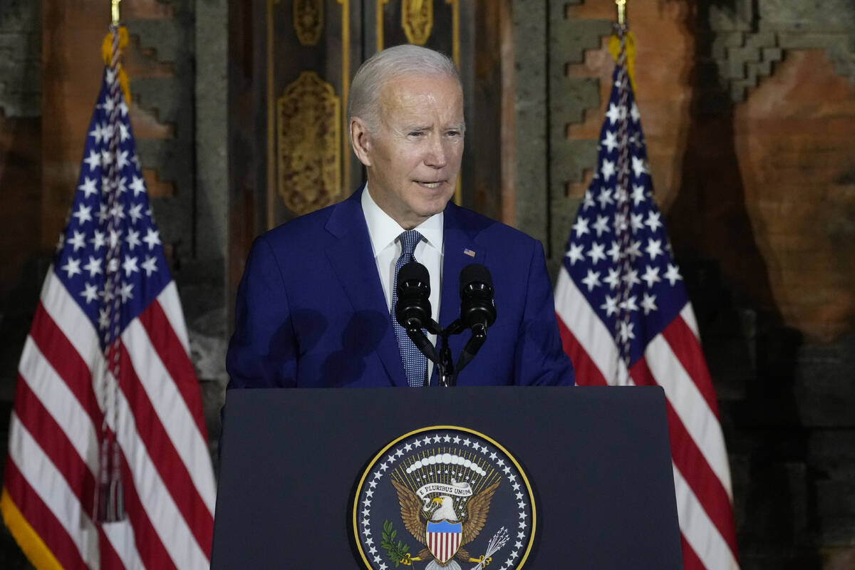 President Joe Biden speaks during a news conference on the sidelines of the G20 summit meeting, ...