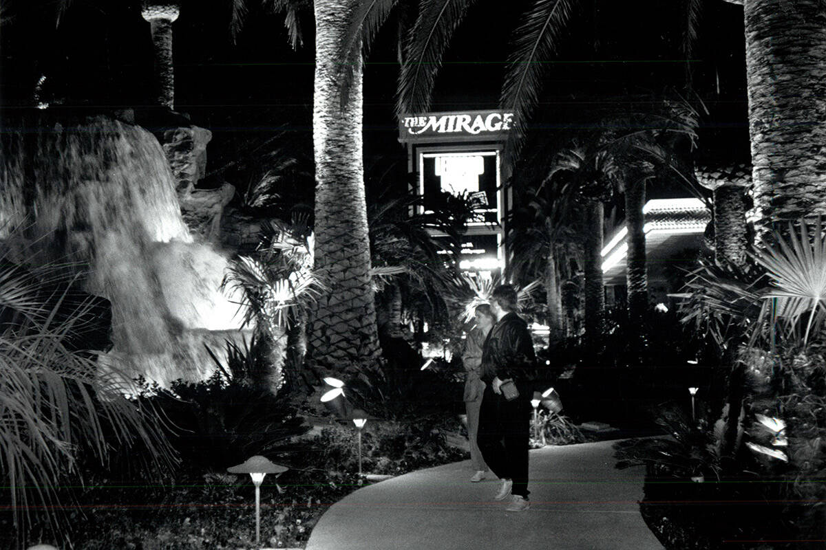 The Mirage Volcano on its opening day on Nov. 22, 1989. (Wayne Kodey/Las Vegas Review-Journal)