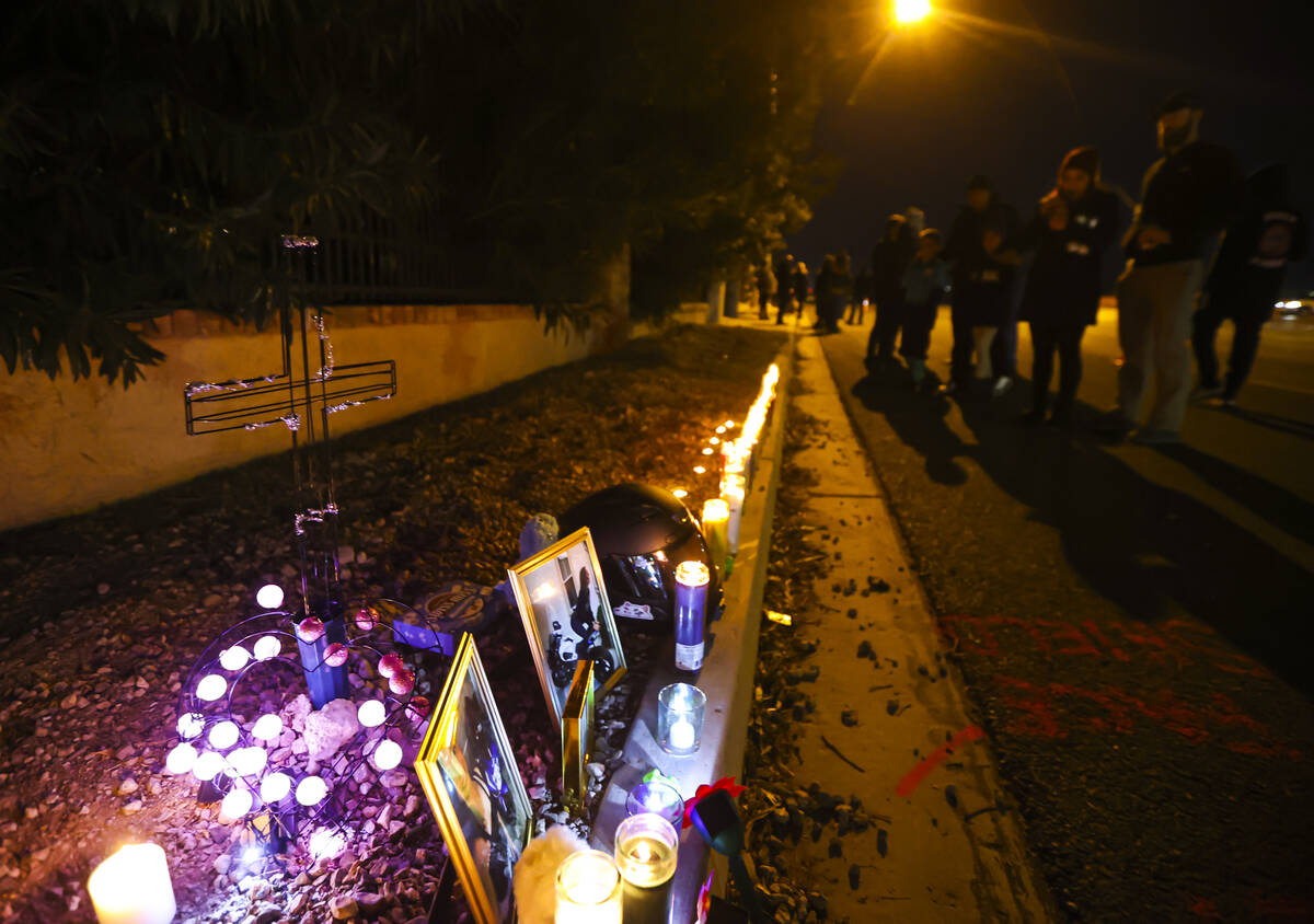 Items left in memory at the scene of a vigil where 28-year-old motorcyclist Rhiannon Nichole Sa ...