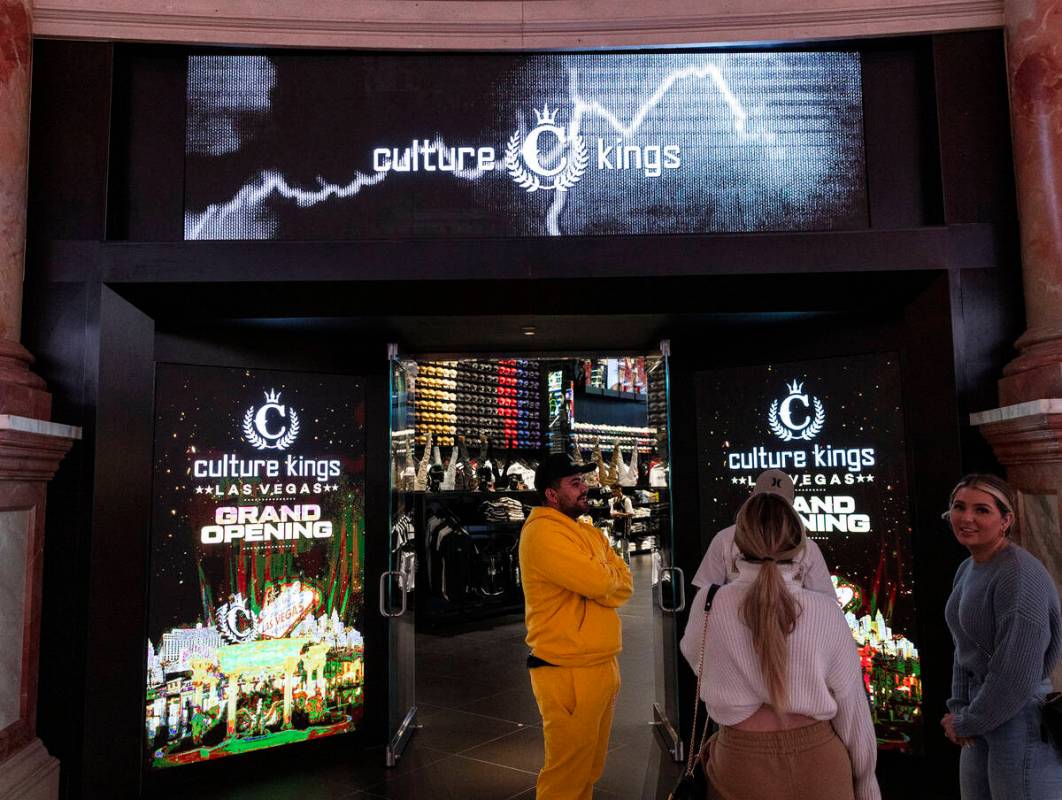 Customers lined up outside of Culture Kings at the Forum Shops at Caesars, on Monday, Nov. 14, ...