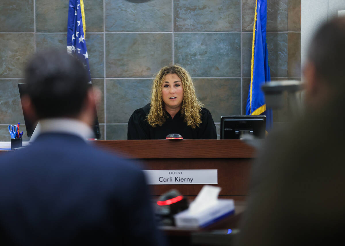 Judge Carli Kierny addresses attorneys at the sentencing hearing of Joshua Buckingham at the Re ...