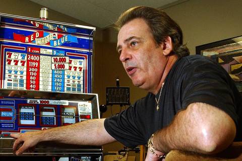 FILE--Tommy Glenn Carmichael talks about his latest anti-cheating device for slot machines in h ...
