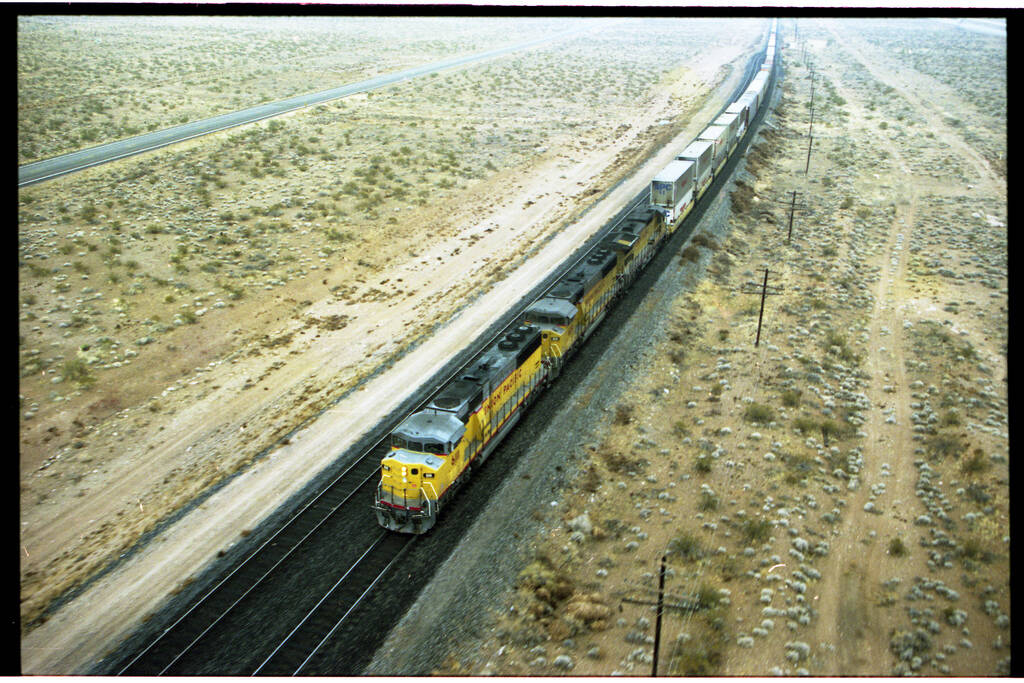 A Union Pacific train travels between Jean and Las Vegas. (Review-Journal file)