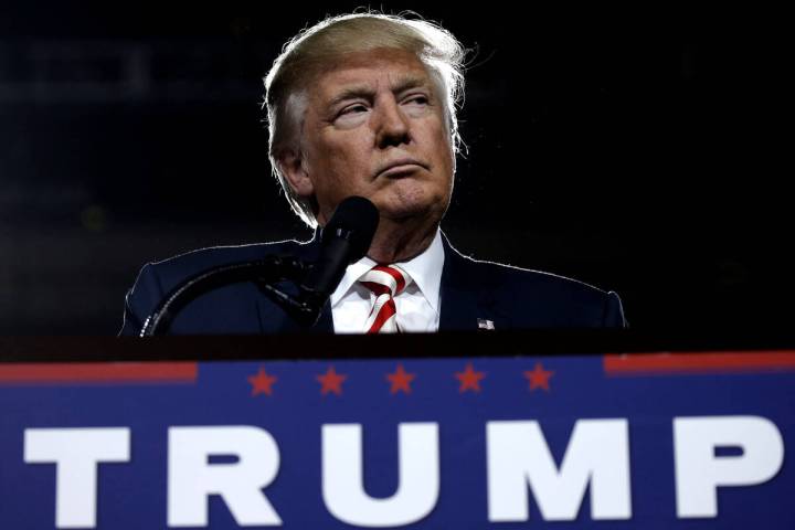 FILE - U.S. Republican presidential nominee Donald Trump looks on during a campaign rally in Pr ...