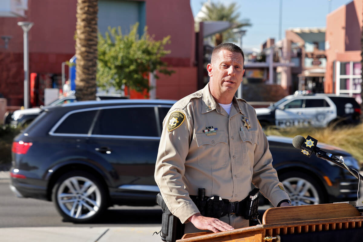 Las Vegas police Capt. David Sims talks about holiday shopping safety during a news conference ...