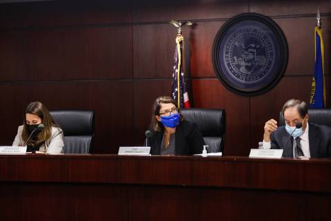Jennifer Togliatti, the first female chair of the Nevada Gaming Commission, presides over the m ...