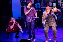 Lin-Manuel Miranda, co-creator of Freestyle Love Supreme, performs alongside cast members Kaila ...