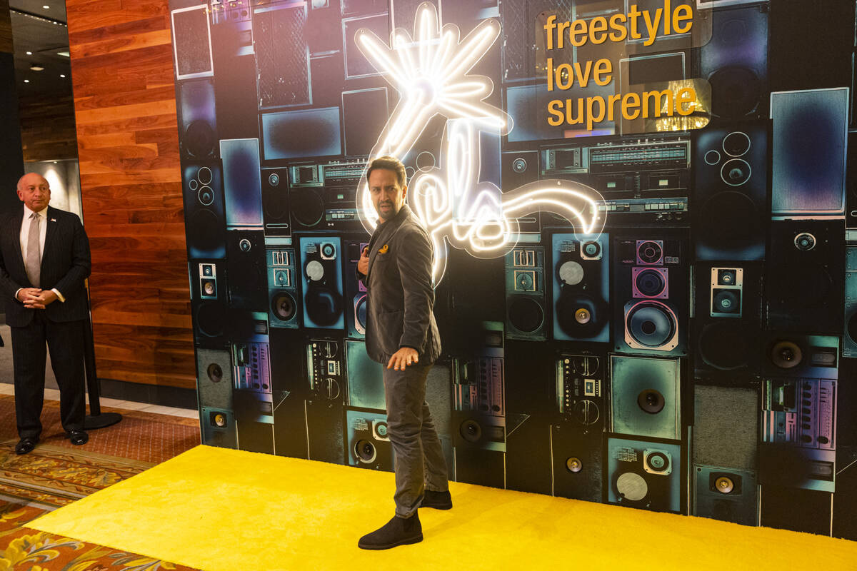 Lin-Manuel Miranda, co-creator of Freestyle Love Supreme, poses for pictures before performing ...