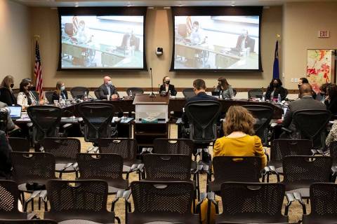 The Nevada System of Higher Education holds a meeting Nov. 12, 2021, in Las Vegas. (Bizuayehu ...