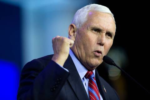 Former Vice President Mike Pence gives a speech during the Republican Jewish CoalitionÕs a ...