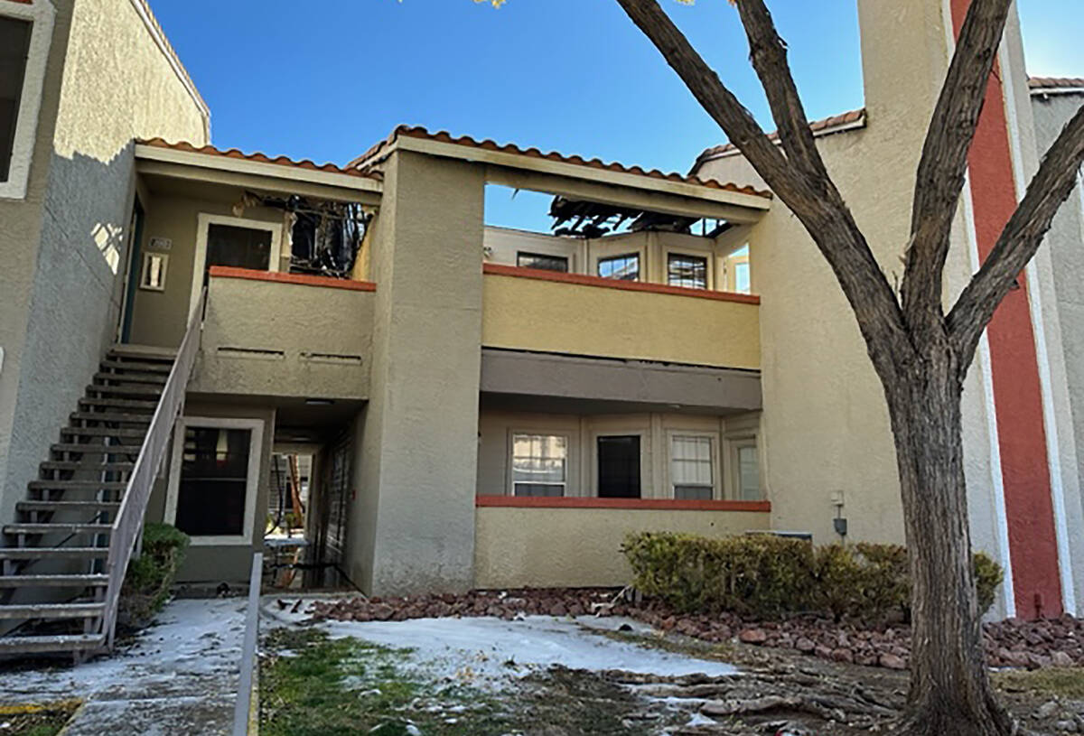 A morning fire at Bella Solana Apartment Homes at 7101 Smoke Ranch Road, damaged eight units an ...