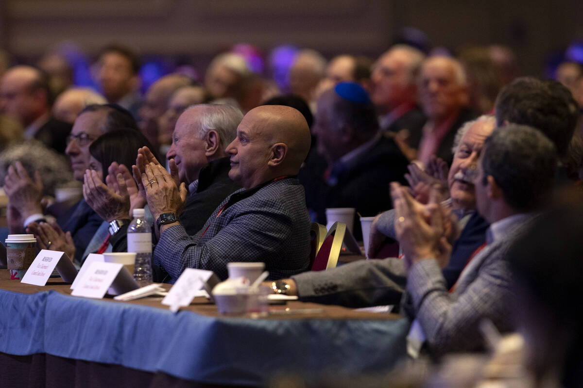 Audience members applaud speakers during the annual Republican Jewish Coalition leadership meet ...