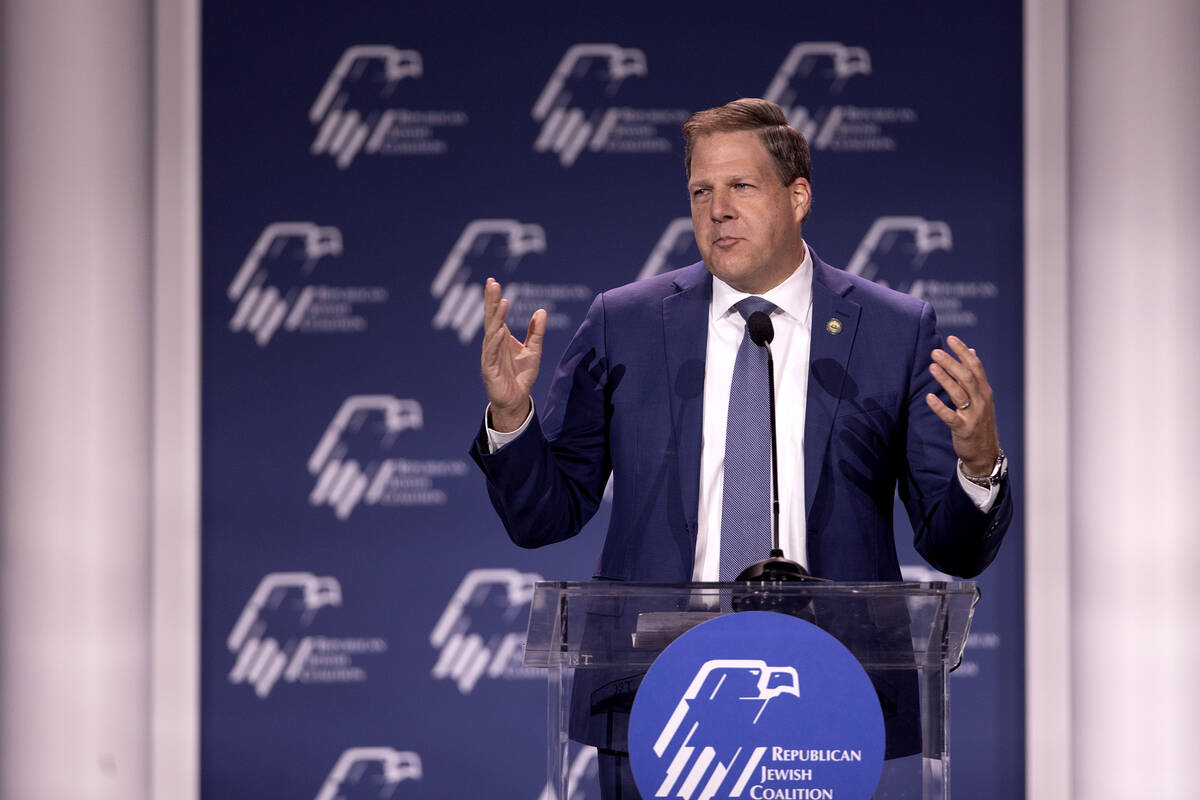 New Hampshire Governor Chris Sununu speaks during the annual Republican Jewish Coalition leader ...