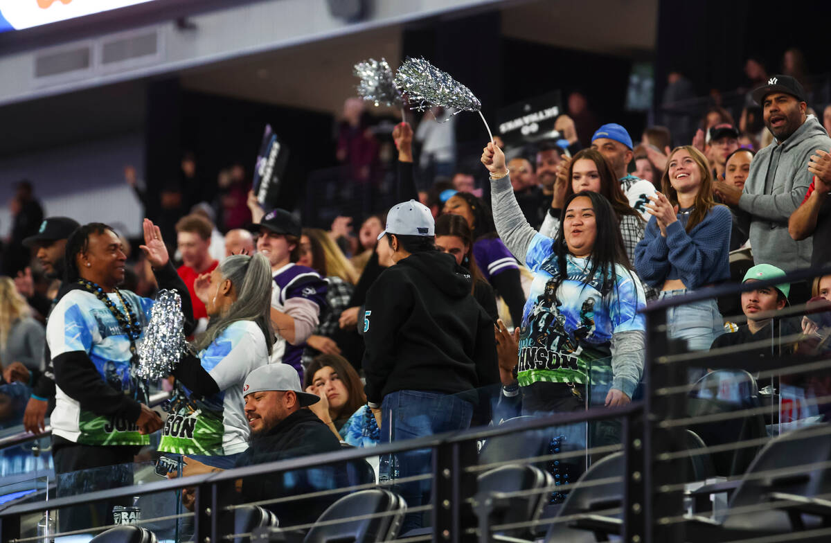 Silverado fans celebrate a touchdown against Shadow Ridge during the first half of the Class 4A ...